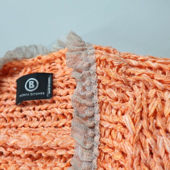 Sonia Bogner Artsy Cardigan Womens 14 Peach Ribbon Yarn Open Front Art-to-Wear - Picture 8 of 13